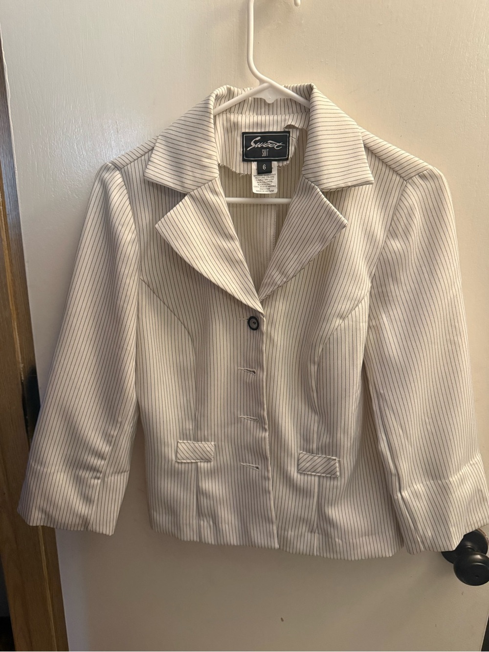 Sweet Suit Ivory Pinstripe Tailored Women's Blazer